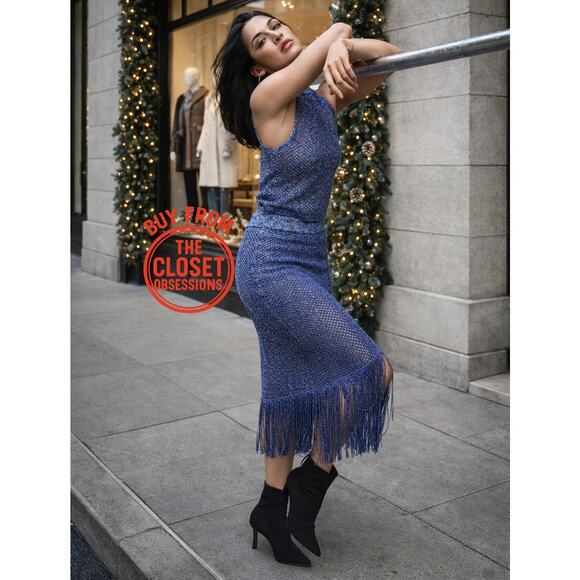 RARE!!! MANGO Co-Ord Set Knit Crop Top + Fringed Midi Skirt NWT - Picture 2 of 16